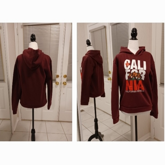 4/$60 New Burgundy California Hoodie - Size Small - Picture 2 of 8
